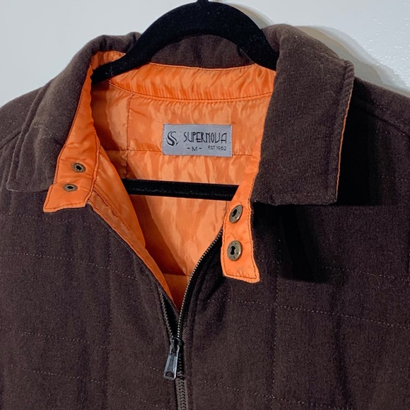 EUC Supernova Wool Blend Brown and Orange Quilted Vest Size Medium - Picture 3 of 4